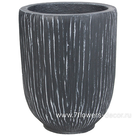 Кашпо Nobilis Marco Ribs graphite Jar (файберклэй), D12хH15 см - фото 1