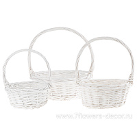 Корзина плетеная (ива), 33x33xH12/36 см - 22x22xH10/26 см, набор (3 шт) - фото 1
