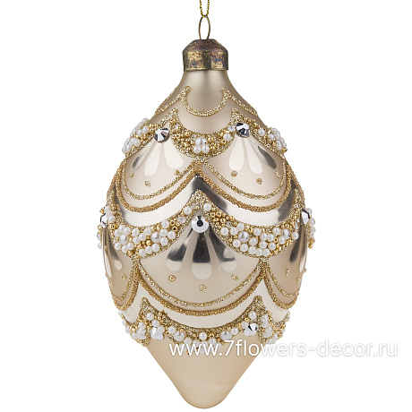 Елочная игрушка Олива (стекло), D8xH14 см - фото 1