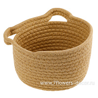 Кашпо плетеное с ручками (ткань), D21хН12 см - фото 1
