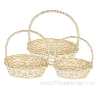 Корзина плетеная (ива), 38x30xH12/35 см - 26x20xH8/25 см, набор (3 шт) - фото 1