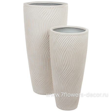 Кашпо Nobilis Marco Sand Waves sandy beige Vase (файкостоун), D37хH80 см - фото 3