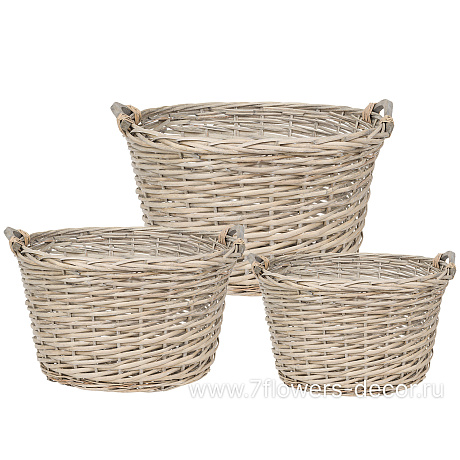 Корзина плетеная (ива), 50x41xH29 см - 38x29xH23 см, набор (3 шт) - фото 1