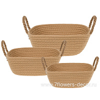 Корзина плетеная (ткань), 25x25xH12/17 см - 17x17xH8/13 см, набор (3 шт) - фото 1