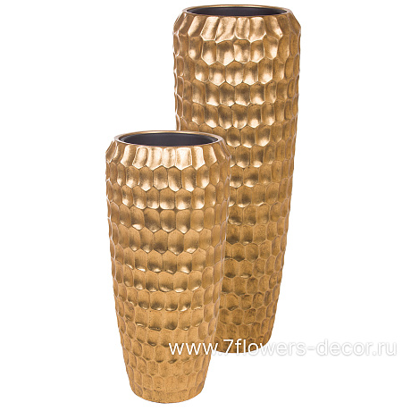 Кашпо Nobilis Marco Pa-gold Cells Vase (полистоун), D34хH75 см, с тех.горшком - фото 3