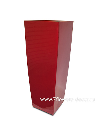 Кашпо (пластик) Lechuza Cubico Alto Complete (scarlet red high gloss), 40x40xH105см