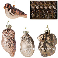 Елочная игрушка "Белка, Ежик, Птица, Сова" (стекло), в асс. - фото 1