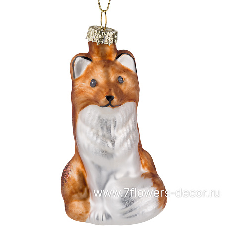 Елочная игрушка Лиса (стекло), 6xH11,5 см - фото 1