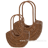 Корзина плетеная (пластик), 25x12xH16/34 см, 23x11xH13/32 см, набор (2 шт) - фото 1