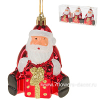 Набор елочных игрушек "Санта" (пластик), 6,5хН9 см, (3 шт) - фото 1