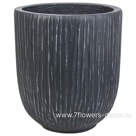 Кашпо Nobilis Marco Ribs graphite Jar (файберклэй), D18хH20 см - фото 1