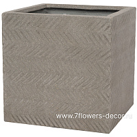 Кашпо Nobilis Marco "Fishbone rough-cement Cube" (файкостоун), 40x40xH40 см - фото 1