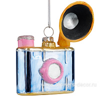 Елочная игрушка "Фотоаппарат" (стекло), 7x3,5xH11 см - фото 1
