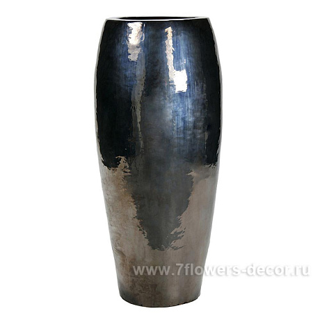Кашпо (керамика) Metal Glaze Emperor silver-blue, D60xH130см