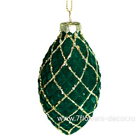 Елочная игрушка "Олива" (стекло, флок), D6xH12 см - фото 1