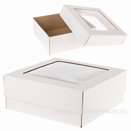 Коробка подарочная с окном (крафт), 20x20xH8 см - фото 1