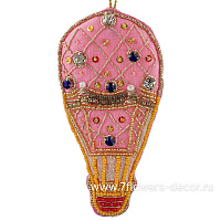 Елочная игрушка "Воздушный шар" (бархат, бисер), D10xH15 см - фото 1