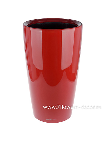 Кашпо Lechuza "Rondo Complete scarlet red high gloss" (пластик), D32xH56 см