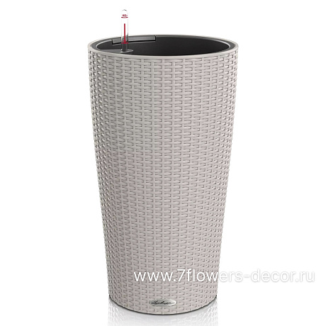 Кашпо Lechuza Cilindro Cottage Complete sand brown (пластик), D32xH56 см - фото 1