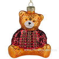 Елочная игрушка "Медвежонок" (стекло), 9x6,5xH11 см - фото 1