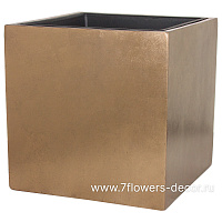 Кашпо полистоун Nobilis Marco "Pa-brass Cube", 50х50хH50 см с тех.горшком - фото 1