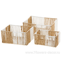 Кашпо плетеное (бумага), 19x13xH10 см - 27x21xH13 см, набор (3 шт) - фото 1