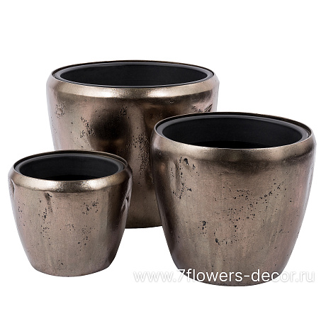 Кашпо полистоун Nobilis Marco Pa-silverbrown Round, D30хH25 см с тех.горшком - фото 3