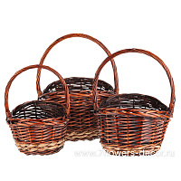 Корзина плетеная (ива), 40x30xH14,5/40 см - 28x20xH12/30 см, набор (3 шт)