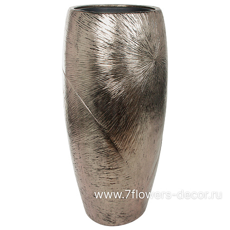 Кашпо полистоун Nobilis Marco Pa-silverbrown Sunrays Vase, D50хH107 см с тех.горшком - фото 1