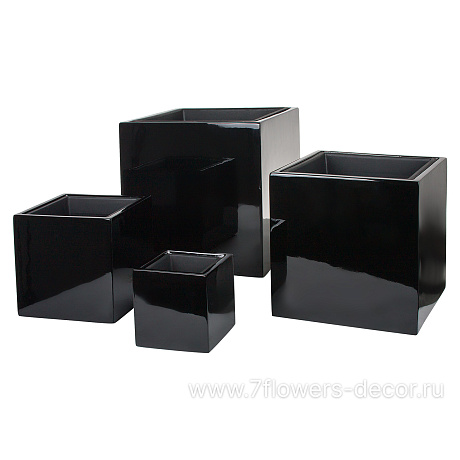 Кашпо полистоун Nobilis Marco Pmlac-black Cube, 40х40хH40 см с тех.горшком - фото 3