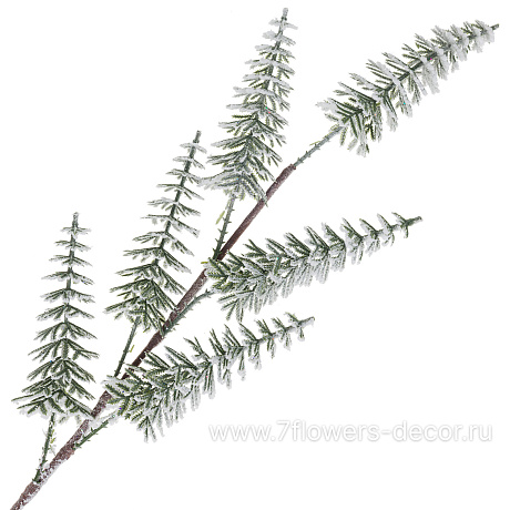 Ветка искусственная еловая заснеженная (пластик), H72 см - фото 1