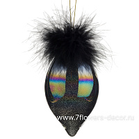 Елочная игрушка "Олива" (стекло, перо), D7xH13 см - фото 1