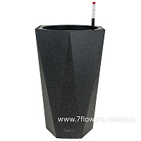 Кашпо PLANTA VITA "Vase Ribs grey" с автополивом (пластик), D39xH58 см - фото 1