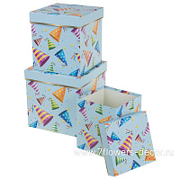 Набор коробок подарочных "Принт", 20,5x20,5xH21 см, 17,5x17,5xH19 см, 15x15xH17 см (3шт) - фото 1