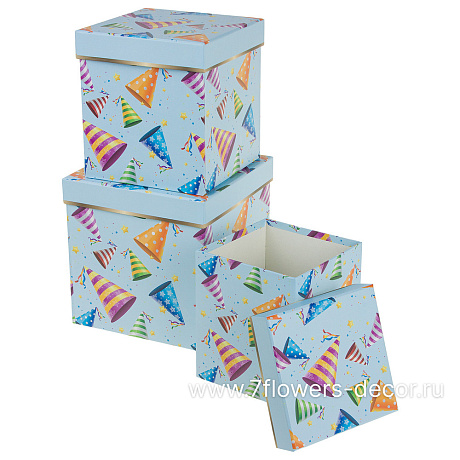 Набор коробок подарочных Принт, 20,5x20,5xH21 см, 17,5x17,5xH19 см, 15x15xH17 см (3шт) - фото 1