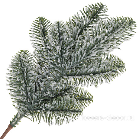 Ветка искусственная еловая заснеженная (пластик), H34 см - фото 1