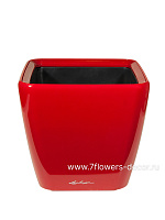 Кашпо Lechuza "Quadro LS Complete scarlet red high gloss" (пластик), 28x28xH26 см - фото 1