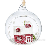 Елочная игрушка "Шар и домик" (стекло), 9x8xH10 см - фото 1