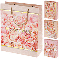 Пакет подарочный "For my mum" (бумага), 26x10xH32 см, набор (12 шт), в асс. - фото 1