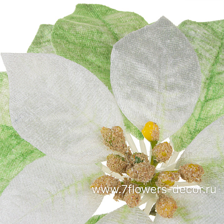 Цветок искусственный Пуансеттия (ткань), Н60 см - фото 2