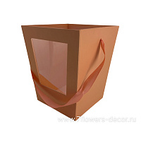 Коробка-кашпо "Трапеция", 19х19хH22 см, с пластиковой вставкой, с ручкой - фото 1