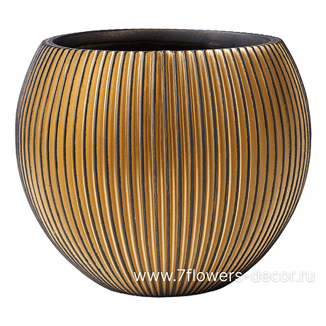 Ваза Capi Nature Groove Vase Ball Black Gold, D17xH14см - фото 1