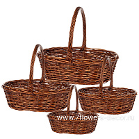 Корзина плетеная (ива), 50x44xH16/42 см - 33x26xH11/26 см, набор (4 шт) - фото 1