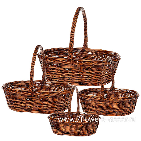 Корзина плетеная (ива), 50x44xH16/42 см - 33x26xH11/26 см, набор (4 шт) - фото 1
