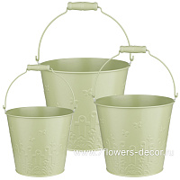 Кашпо "Ведерко" (металл), D16xH14 см - D12,5xH12 см, набор (3 шт) - фото 1