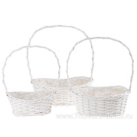 Корзина плетеная (ива), 42x28xH13/52 см - 29x19xH10/42 см, набор (3 шт) - фото 1
