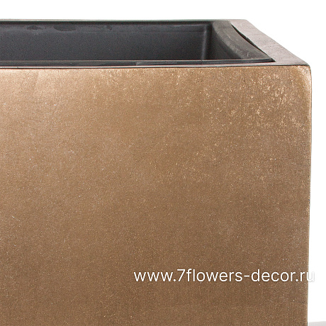 Кашпо полистоун Nobilis Marco Pa-brass Cube, 50х50хH50 см с тех.горшком - фото 2