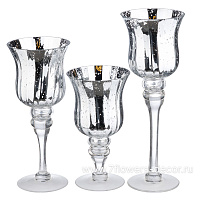 Подсвечник "Christmas" (стекло), H30 см, H25 см, H20 см, набор (3 шт) - фото 1
