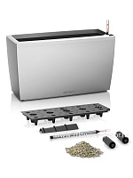 Кашпо Lechuza "Cararo Complete silver metallic" (пластик), 75x30xH43 см - фото 1