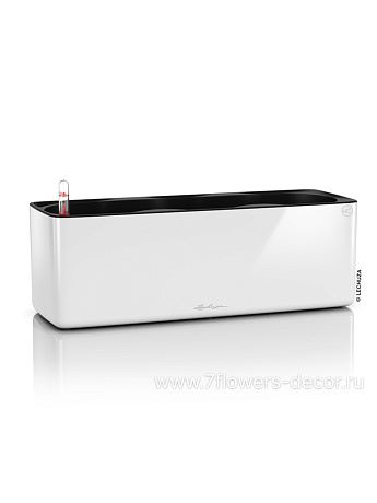 Кашпо Lechuza Cube Glossy Triple Complete white high gloss (пластик), 42x14xH14 см - фото 1